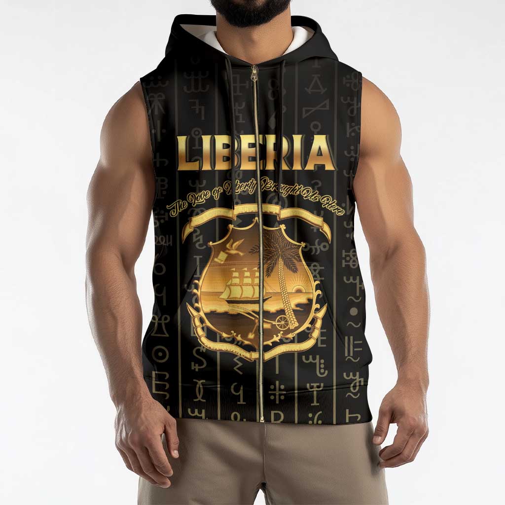 Personalized Liberia Vai Syllabary Vertical Pattern Sleeveless Zip Hoodie - Wonder Print Shop