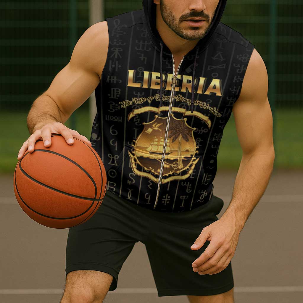 Personalized Liberia Vai Syllabary Vertical Pattern Sleeveless Zip Hoodie - Wonder Print Shop