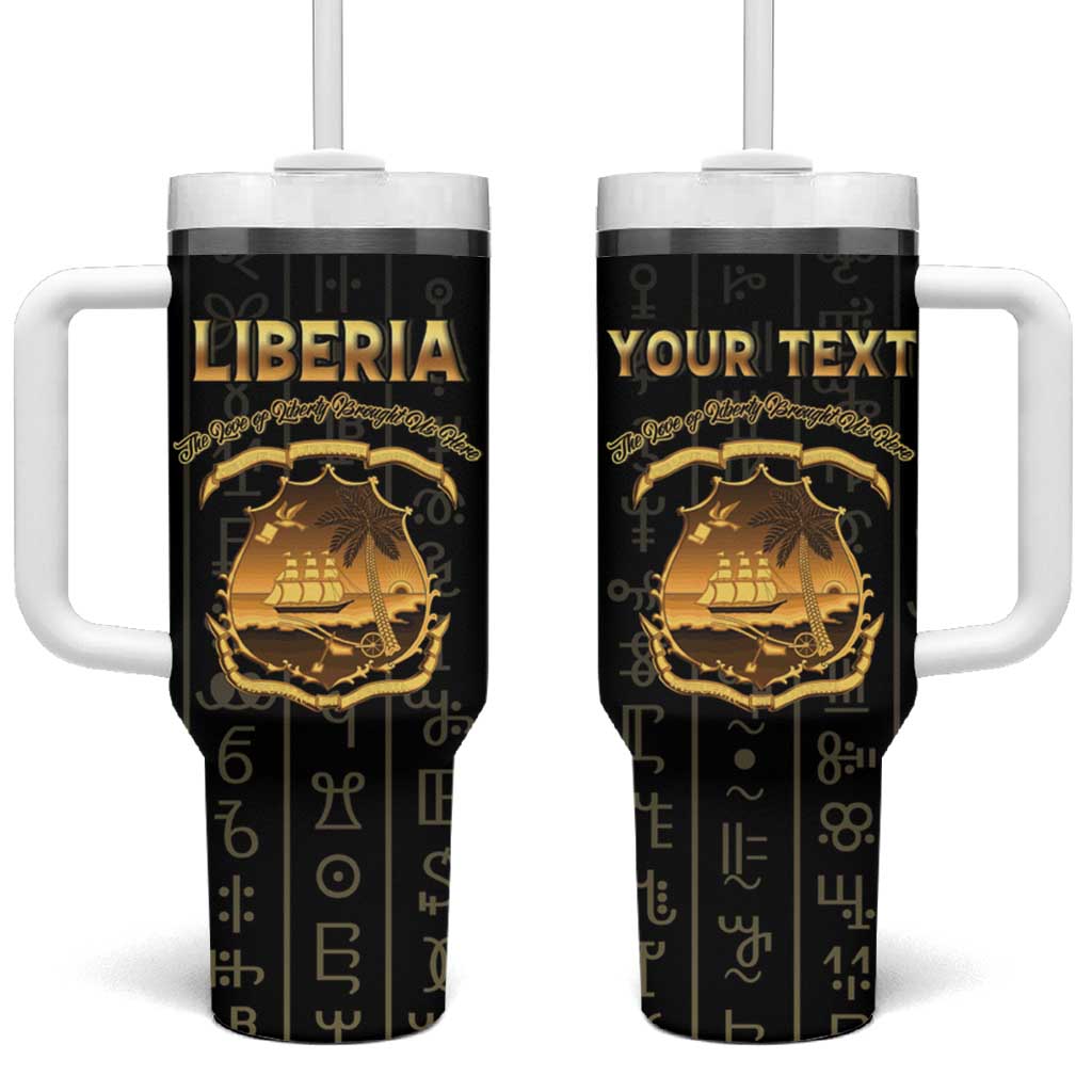 Personalized Liberia Vai Syllabary Vertical Pattern Tumbler With Handle - Wonder Print Shop