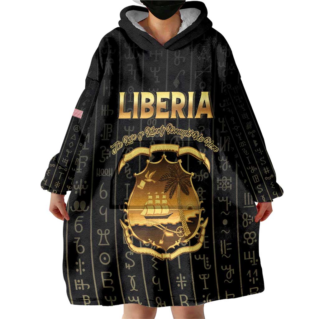 Personalized Liberia Vai Syllabary Vertical Pattern Wearable Blanket Hoodie - Wonder Print Shop