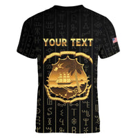 Personalized Liberia Vai Syllabary Vertical Pattern Women V-Neck T-Shirt - Wonder Print Shop