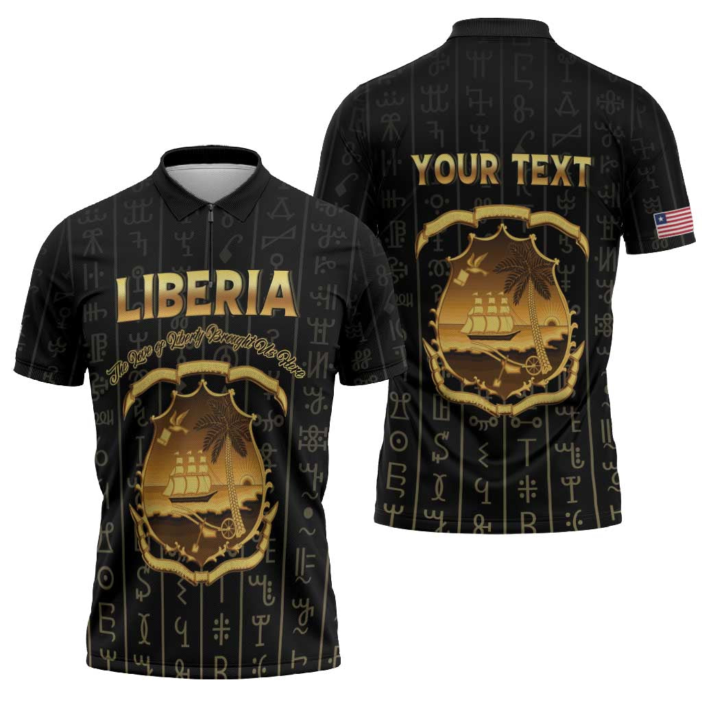 Personalized Liberia Vai Syllabary Vertical Pattern Zipper Polo Shirt - Wonder Print Shop