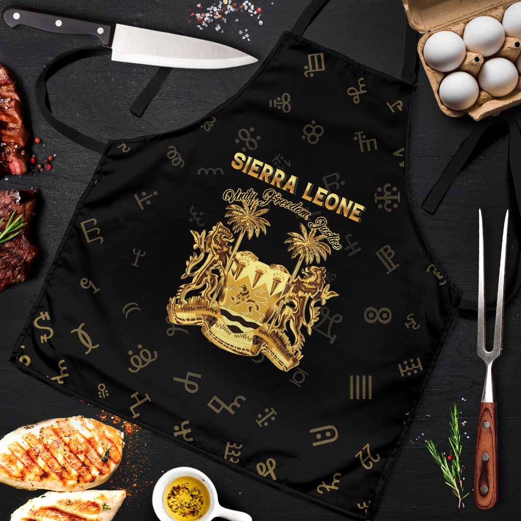 Sierra Leone Vai Syllabary Heritage Apron National Emblem Golden Style - Wonder Print Shop