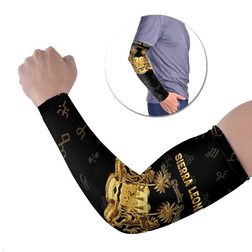 Personalized Sierra Leone Vai Syllabary Heritage Arm Sleeves National Emblem Golden Style - Wonder Print Shop