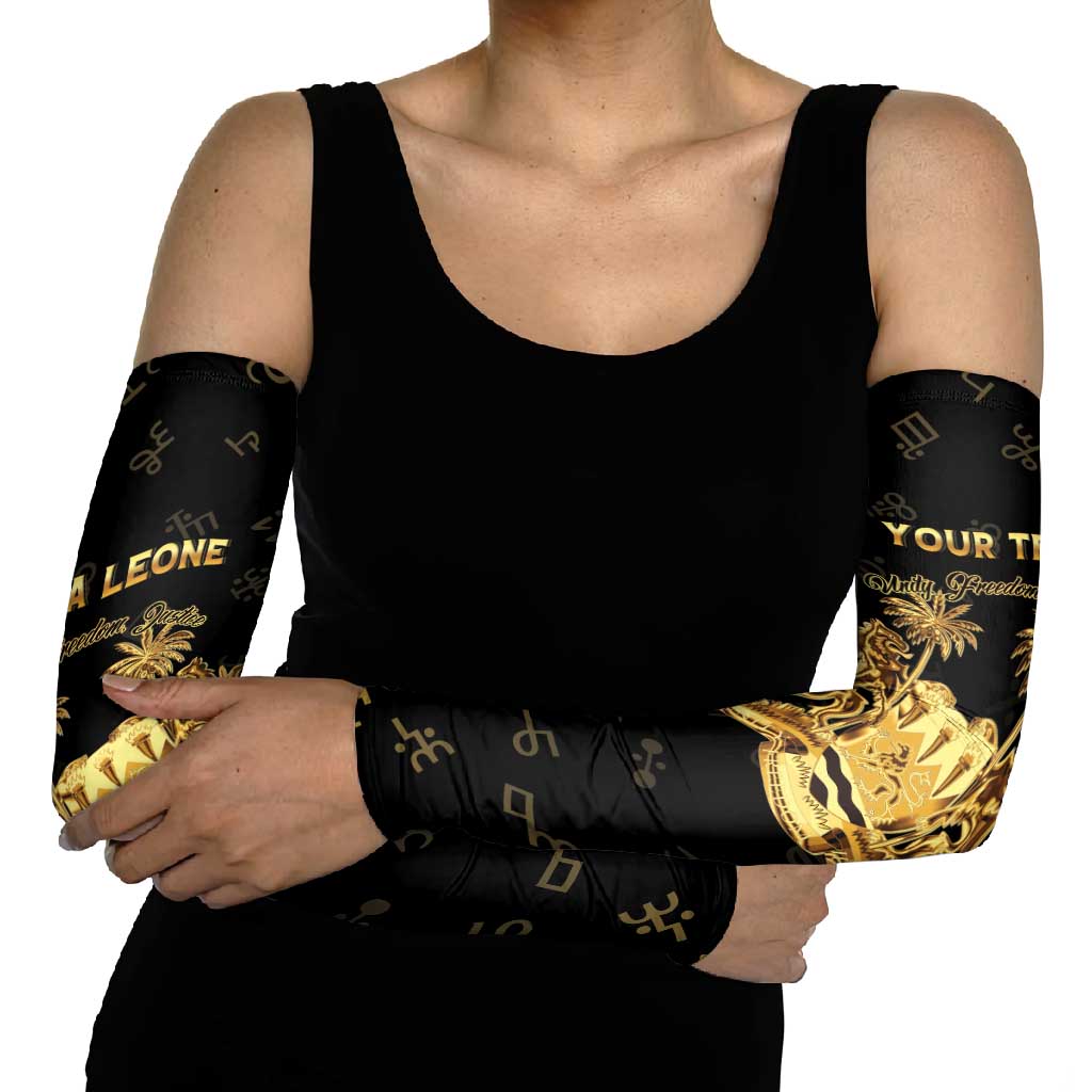 Personalized Sierra Leone Vai Syllabary Heritage Arm Sleeves National Emblem Golden Style - Wonder Print Shop