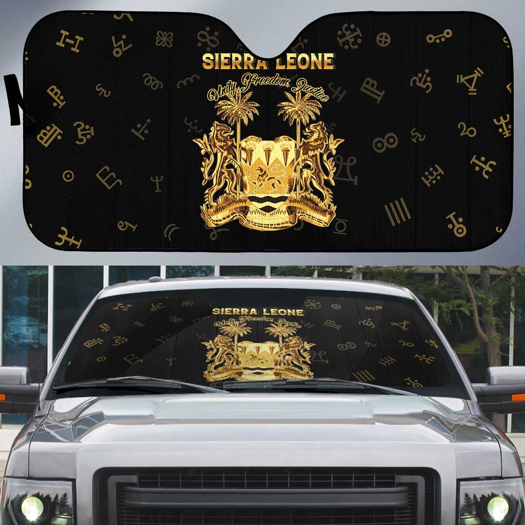 Sierra Leone Vai Syllabary Heritage Auto Sun Shade National Emblem Golden Style - Wonder Print Shop