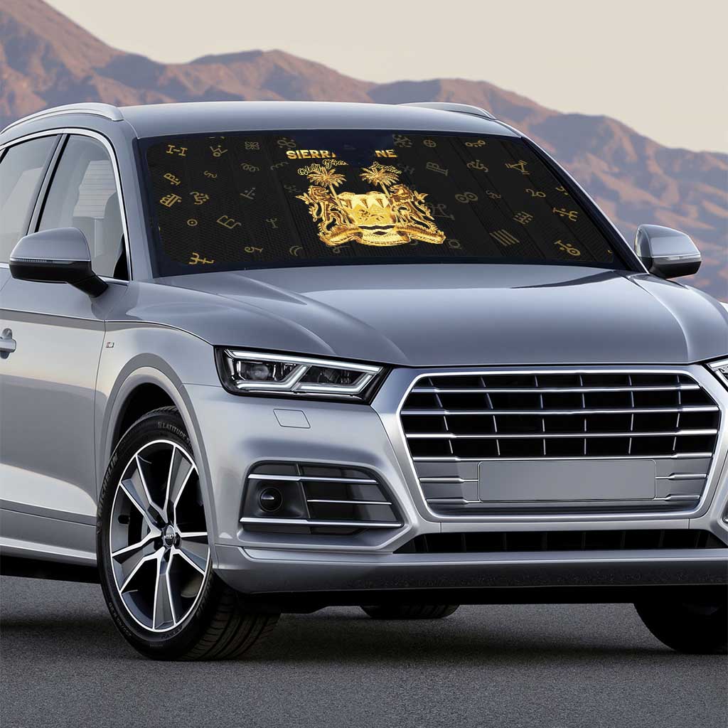 Sierra Leone Vai Syllabary Heritage Auto Sun Shade National Emblem Golden Style - Wonder Print Shop