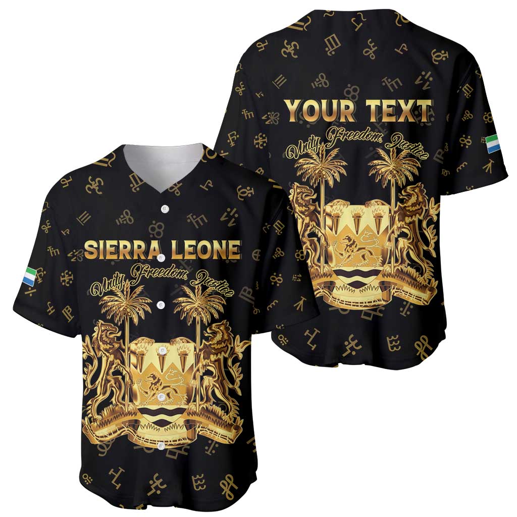 Personalized Sierra Leone Vai Syllabary Heritage Baseball Jersey National Emblem Golden Style - Wonder Print Shop