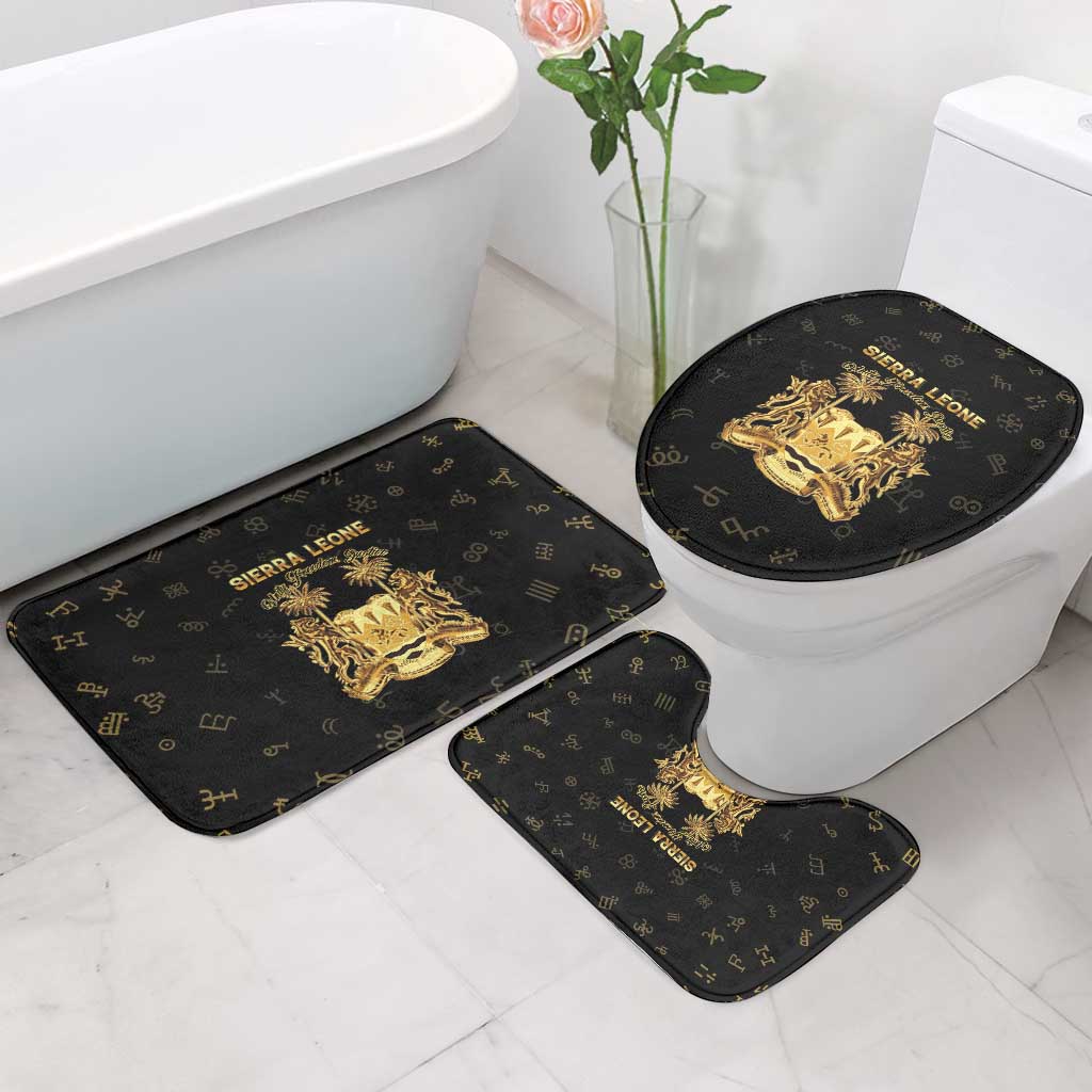 Sierra Leone Vai Syllabary Heritage Bathroom Set National Emblem Golden Style - Wonder Print Shop