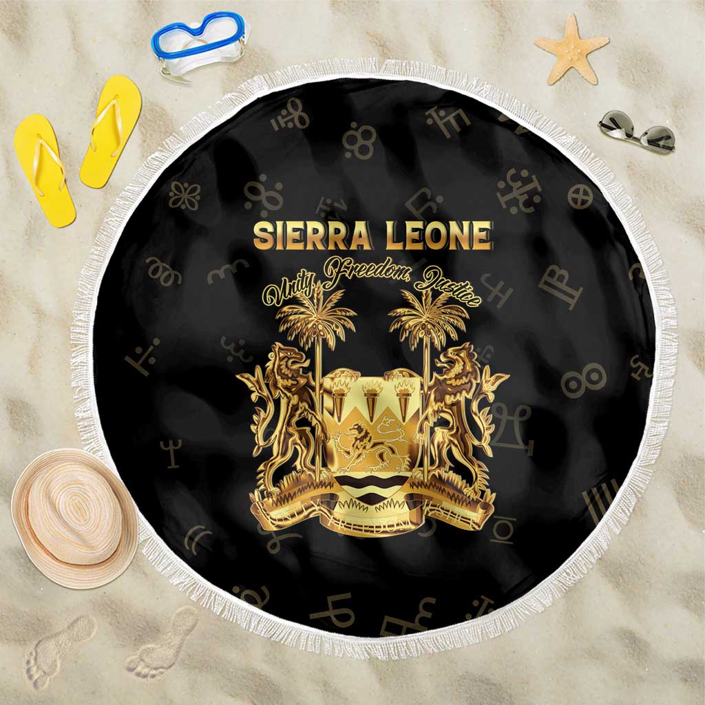 Sierra Leone Vai Syllabary Heritage Beach Blanket National Emblem Golden Style - Wonder Print Shop