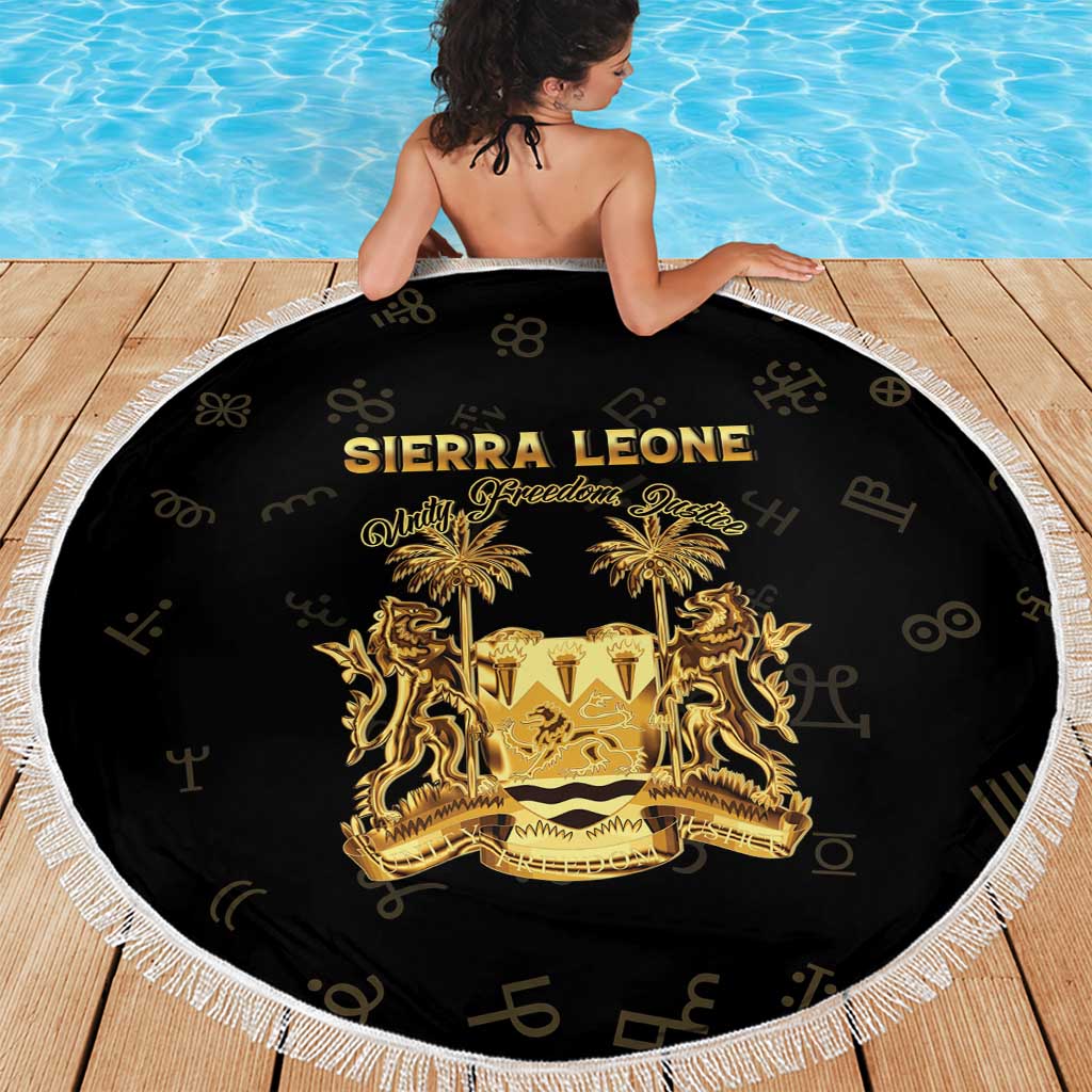 Sierra Leone Vai Syllabary Heritage Beach Blanket National Emblem Golden Style - Wonder Print Shop