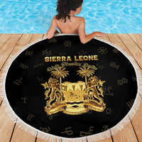 Sierra Leone Vai Syllabary Heritage Beach Blanket National Emblem Golden Style - Wonder Print Shop