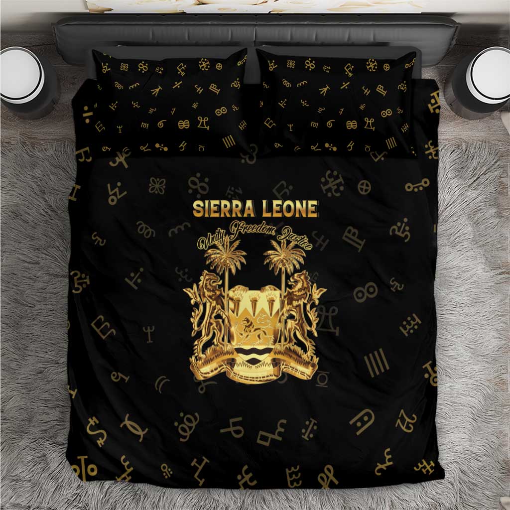 Sierra Leone Vai Syllabary Heritage Bedding Set National Emblem Golden Style - Wonder Print Shop
