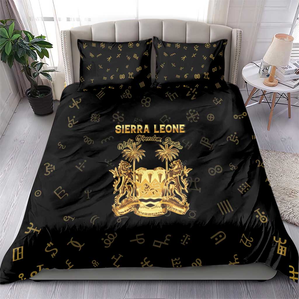 Sierra Leone Vai Syllabary Heritage Bedding Set National Emblem Golden Style - Wonder Print Shop
