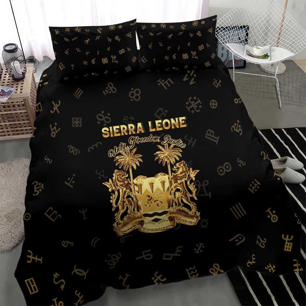 Sierra Leone Vai Syllabary Heritage Bedding Set National Emblem Golden Style - Wonder Print Shop