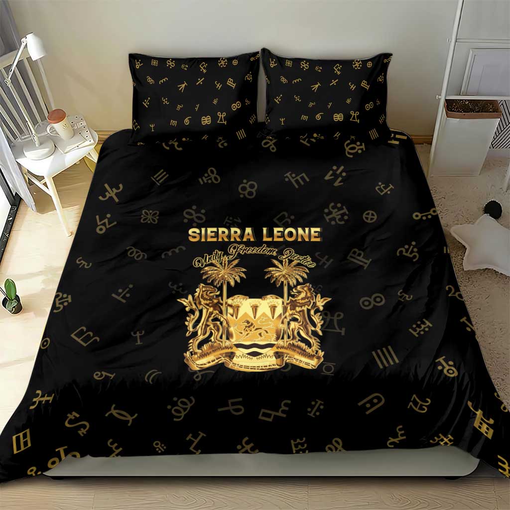 Sierra Leone Vai Syllabary Heritage Bedding Set National Emblem Golden Style - Wonder Print Shop
