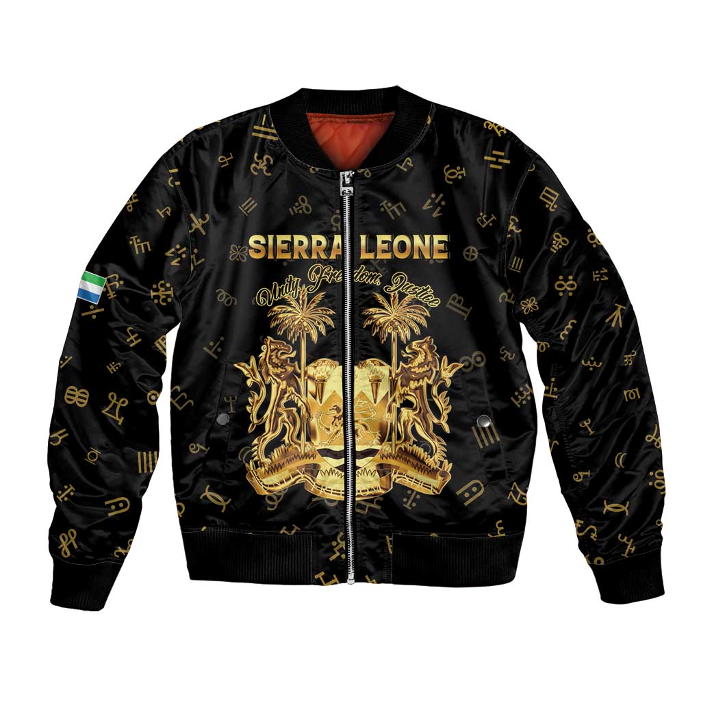 Personalized Sierra Leone Vai Syllabary Heritage Bomber Jacket National Emblem Golden Style - Wonder Print Shop
