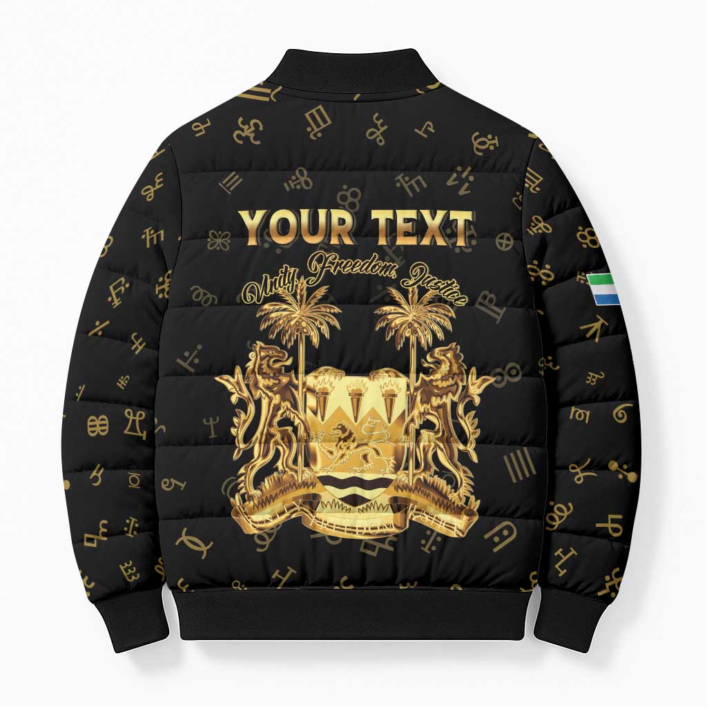 Personalized Sierra Leone Vai Syllabary Heritage Bomber Puffer Jacket National Emblem Golden Style - Wonder Print Shop