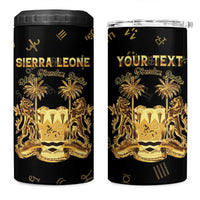 Personalized Sierra Leone Vai Syllabary Heritage 4 in 1 Can Cooler Tumbler National Emblem Golden Style - Wonder Print Shop
