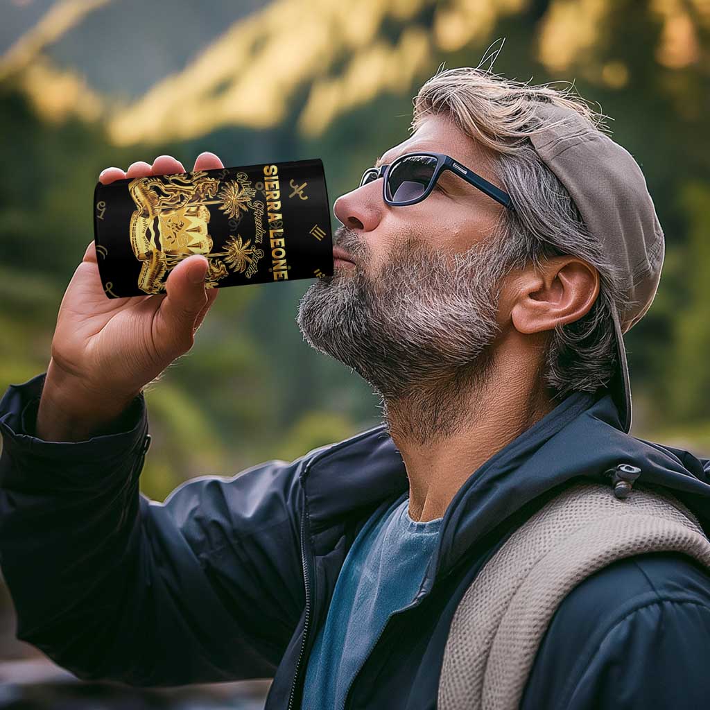 Personalized Sierra Leone Vai Syllabary Heritage 4 in 1 Can Cooler Tumbler National Emblem Golden Style - Wonder Print Shop