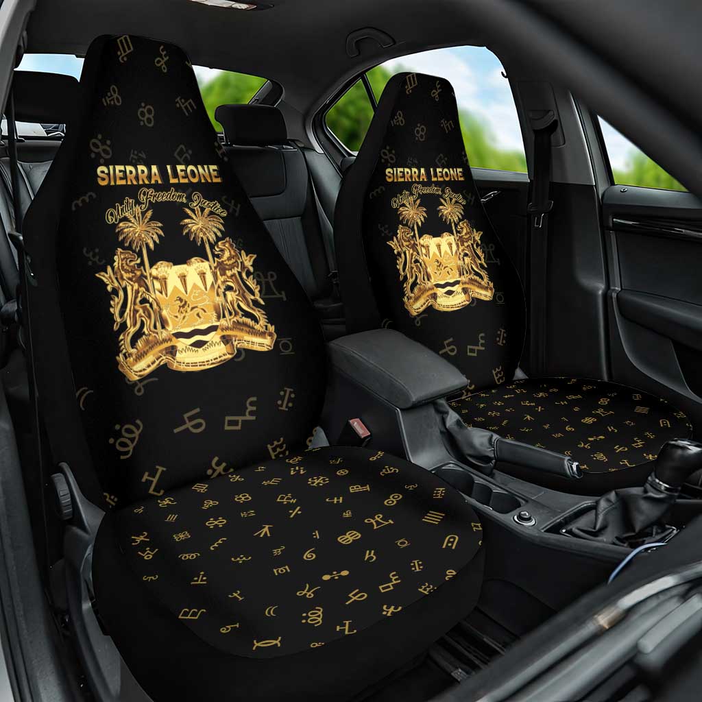 Sierra Leone Vai Syllabary Heritage Car Seat Cover National Emblem Golden Style - Wonder Print Shop