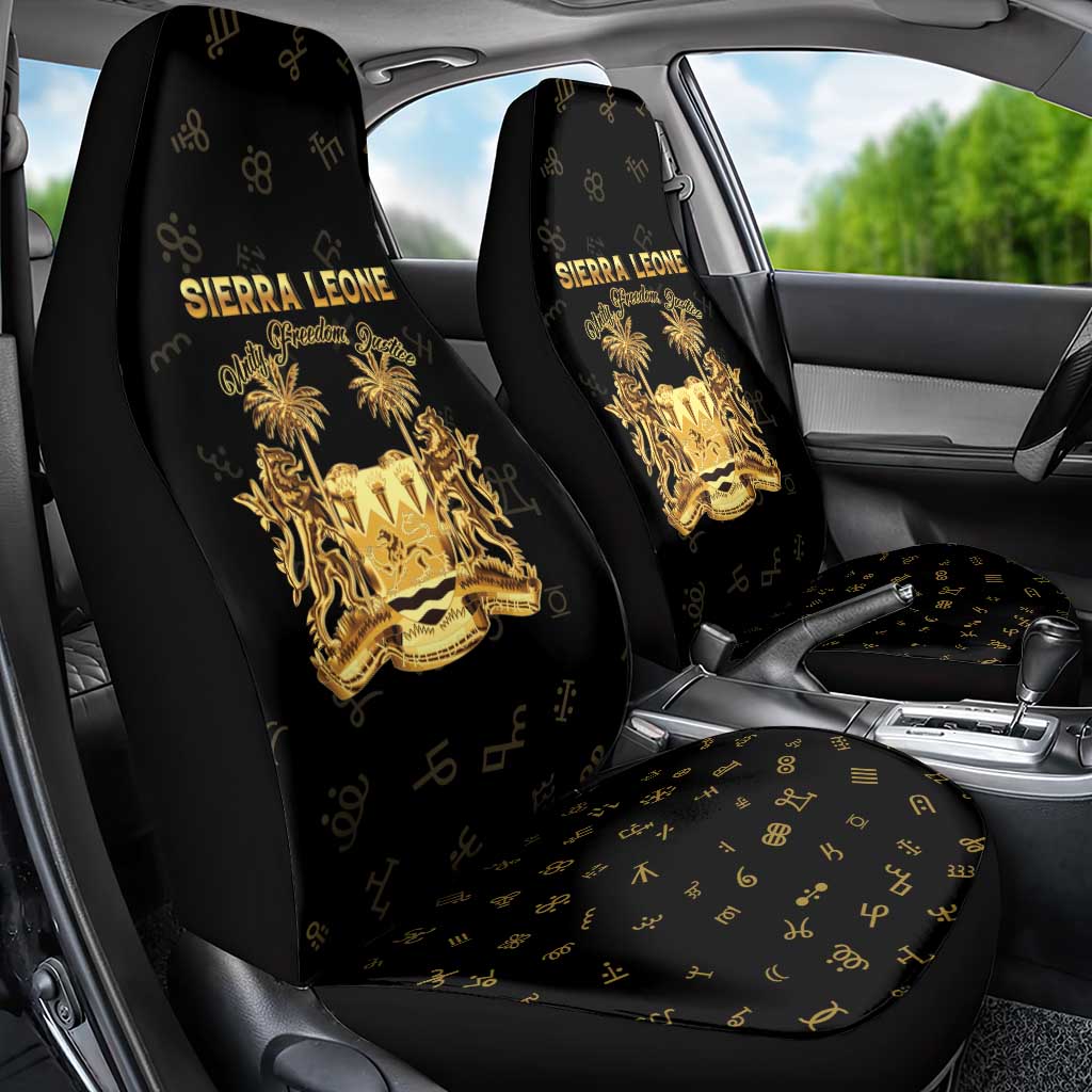 Sierra Leone Vai Syllabary Heritage Car Seat Cover National Emblem Golden Style - Wonder Print Shop