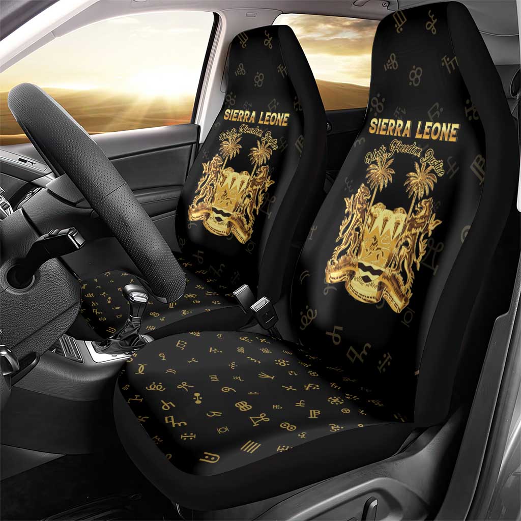 Sierra Leone Vai Syllabary Heritage Car Seat Cover National Emblem Golden Style - Wonder Print Shop