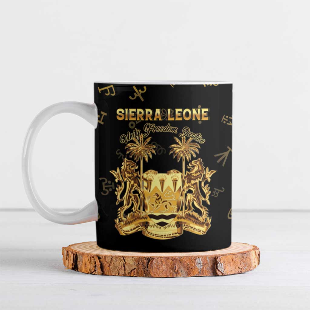 Personalized Sierra Leone Vai Syllabary Heritage Ceramic Mug National Emblem Golden Style - Wonder Print Shop