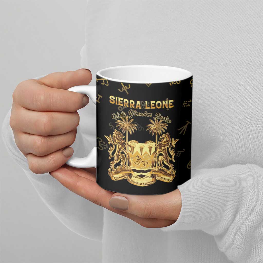 Personalized Sierra Leone Vai Syllabary Heritage Ceramic Mug National Emblem Golden Style - Wonder Print Shop