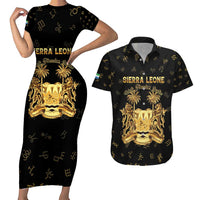 Personalized Sierra Leone Vai Syllabary Heritage Couples Matching Short Sleeve Bodycon Dress and Hawaiian Shirt National Emblem Golden Style - Wonder Print Shop