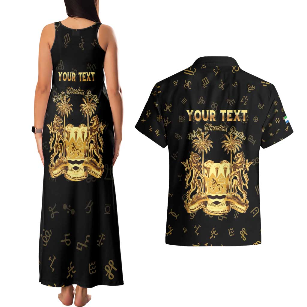Personalized Sierra Leone Vai Syllabary Heritage Couples Matching Tank Maxi Dress and Hawaiian Shirt National Emblem Golden Style - Wonder Print Shop