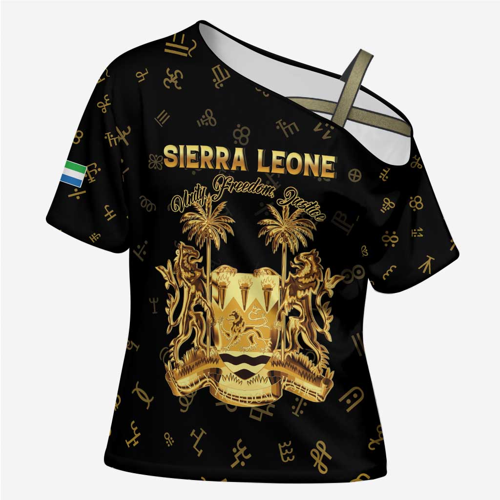 Personalized Sierra Leone Vai Syllabary Heritage Cross Shoulder Shirt National Emblem Golden Style - Wonder Print Shop