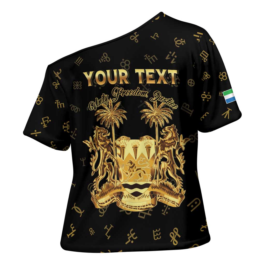 Personalized Sierra Leone Vai Syllabary Heritage Cross Shoulder Shirt National Emblem Golden Style - Wonder Print Shop