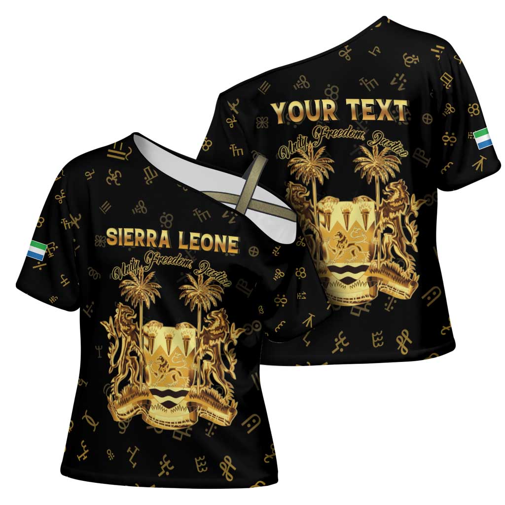 Personalized Sierra Leone Vai Syllabary Heritage Cross Shoulder Shirt National Emblem Golden Style - Wonder Print Shop