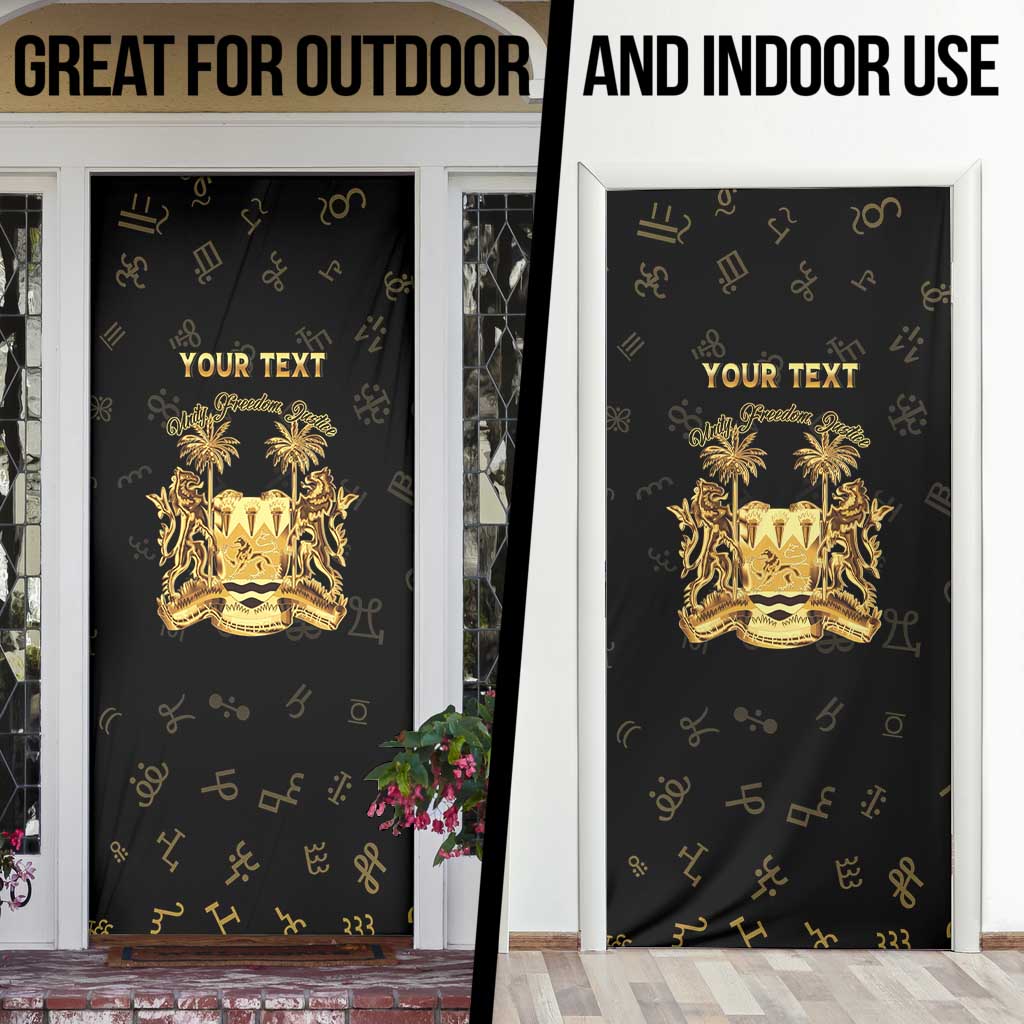 Personalized Sierra Leone Vai Syllabary Heritage Door Cover National Emblem Golden Style - Wonder Print Shop