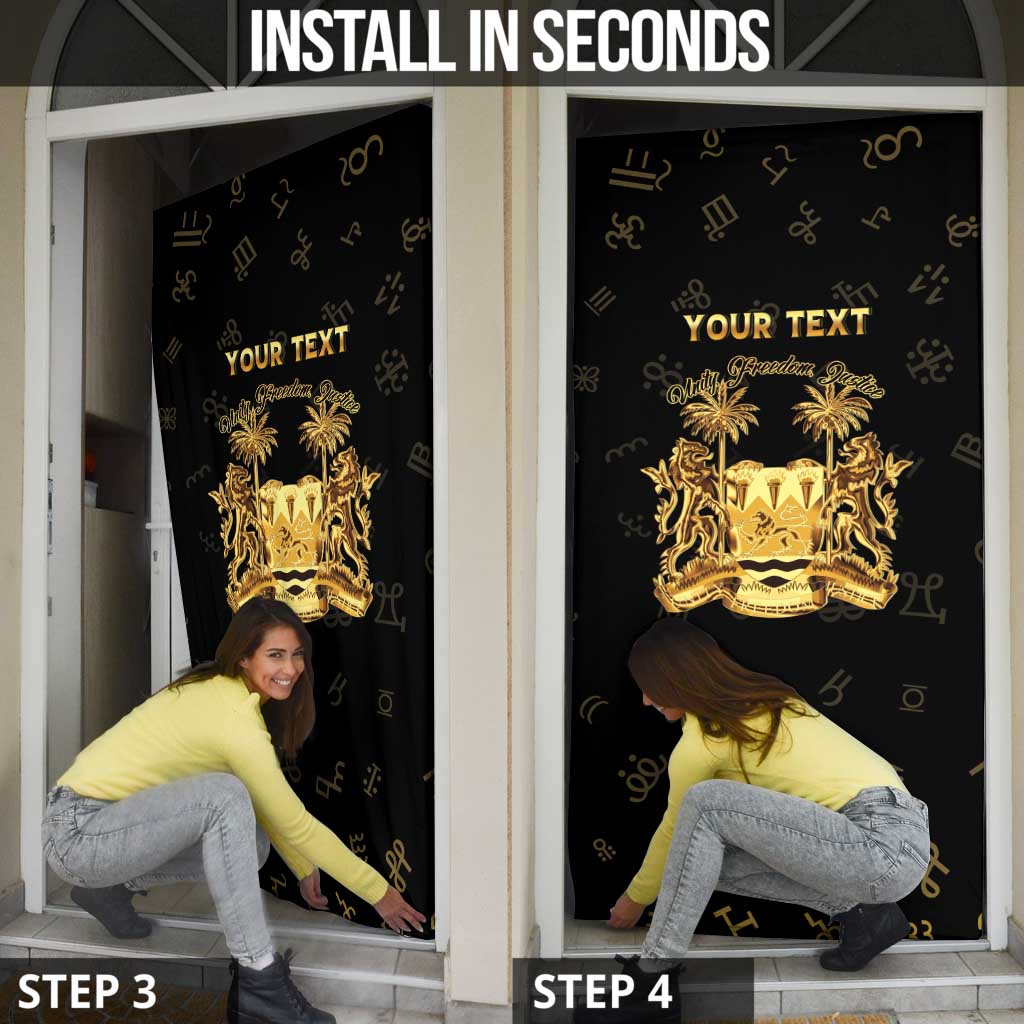 Personalized Sierra Leone Vai Syllabary Heritage Door Cover National Emblem Golden Style - Wonder Print Shop