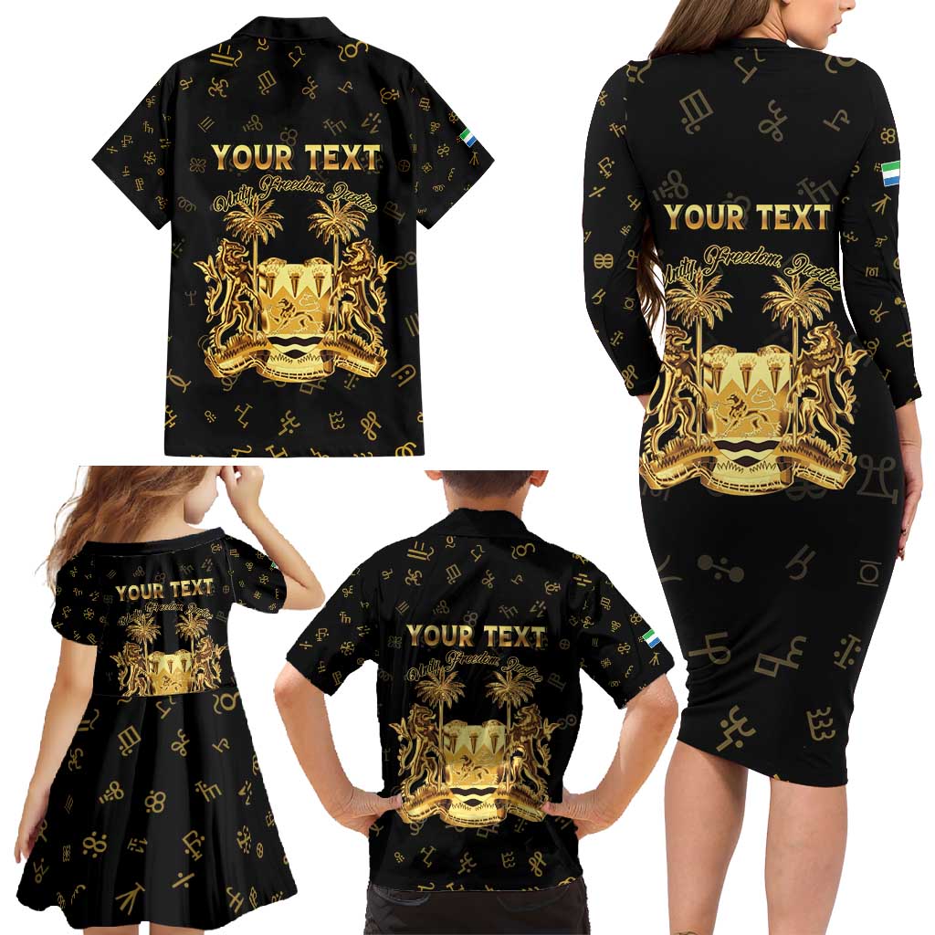 Personalized Sierra Leone Vai Syllabary Heritage Family Matching Long Sleeve Bodycon Dress and Hawaiian Shirt National Emblem Golden Style - Wonder Print Shop