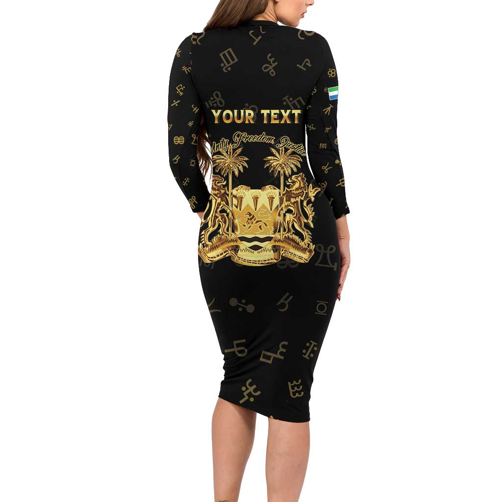 Personalized Sierra Leone Vai Syllabary Heritage Family Matching Long Sleeve Bodycon Dress and Hawaiian Shirt National Emblem Golden Style - Wonder Print Shop