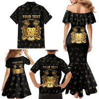 Personalized Sierra Leone Vai Syllabary Heritage Family Matching Mermaid Dress and Hawaiian Shirt National Emblem Golden Style - Wonder Print Shop