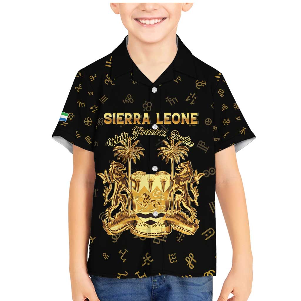 Personalized Sierra Leone Vai Syllabary Heritage Family Matching Mermaid Dress and Hawaiian Shirt National Emblem Golden Style - Wonder Print Shop