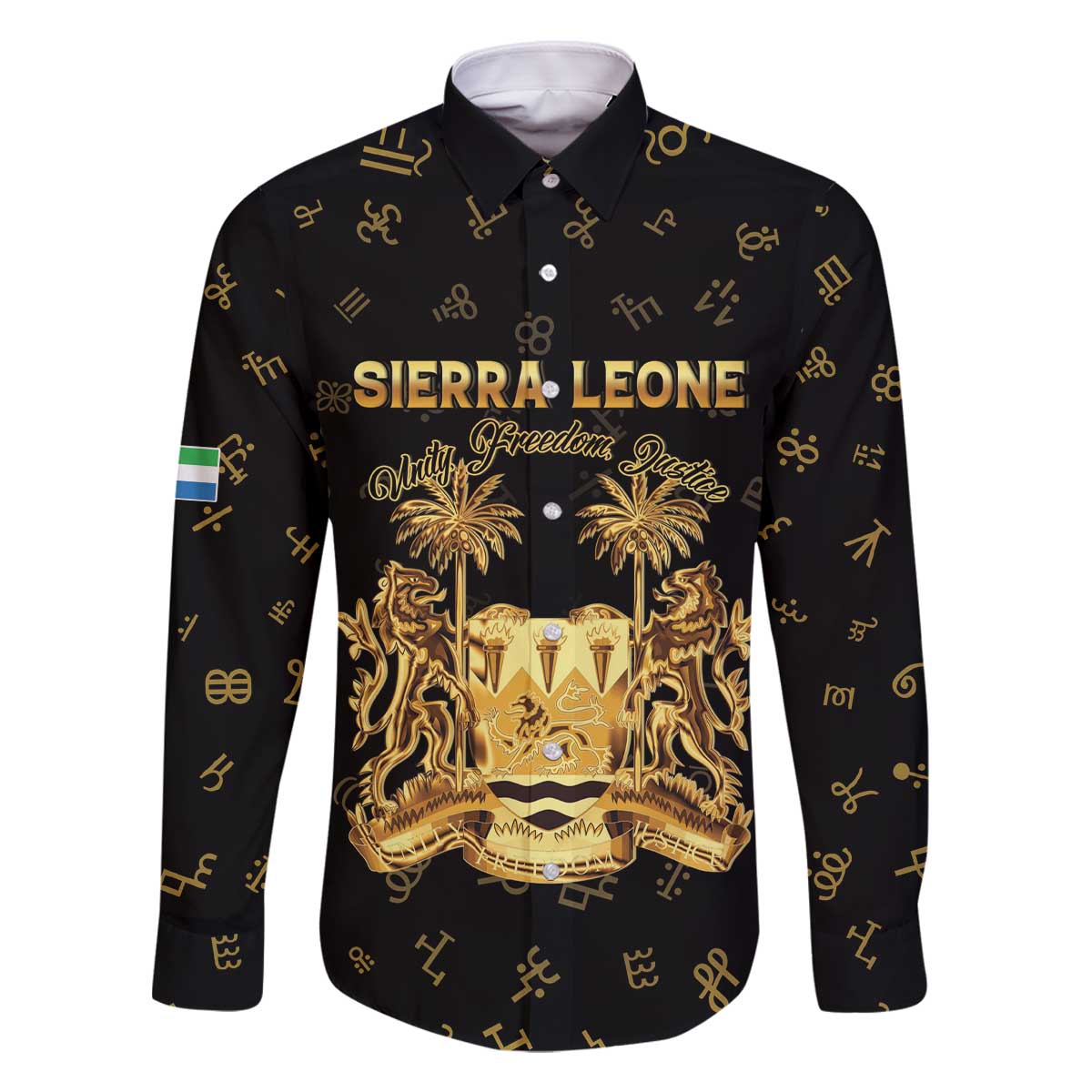 Personalized Sierra Leone Vai Syllabary Heritage Family Matching Off The Shoulder Long Sleeve Dress and Hawaiian Shirt National Emblem Golden Style - Wonder Print Shop