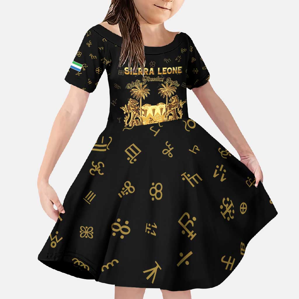 Personalized Sierra Leone Vai Syllabary Heritage Family Matching Off Shoulder Maxi Dress and Hawaiian Shirt National Emblem Golden Style - Wonder Print Shop