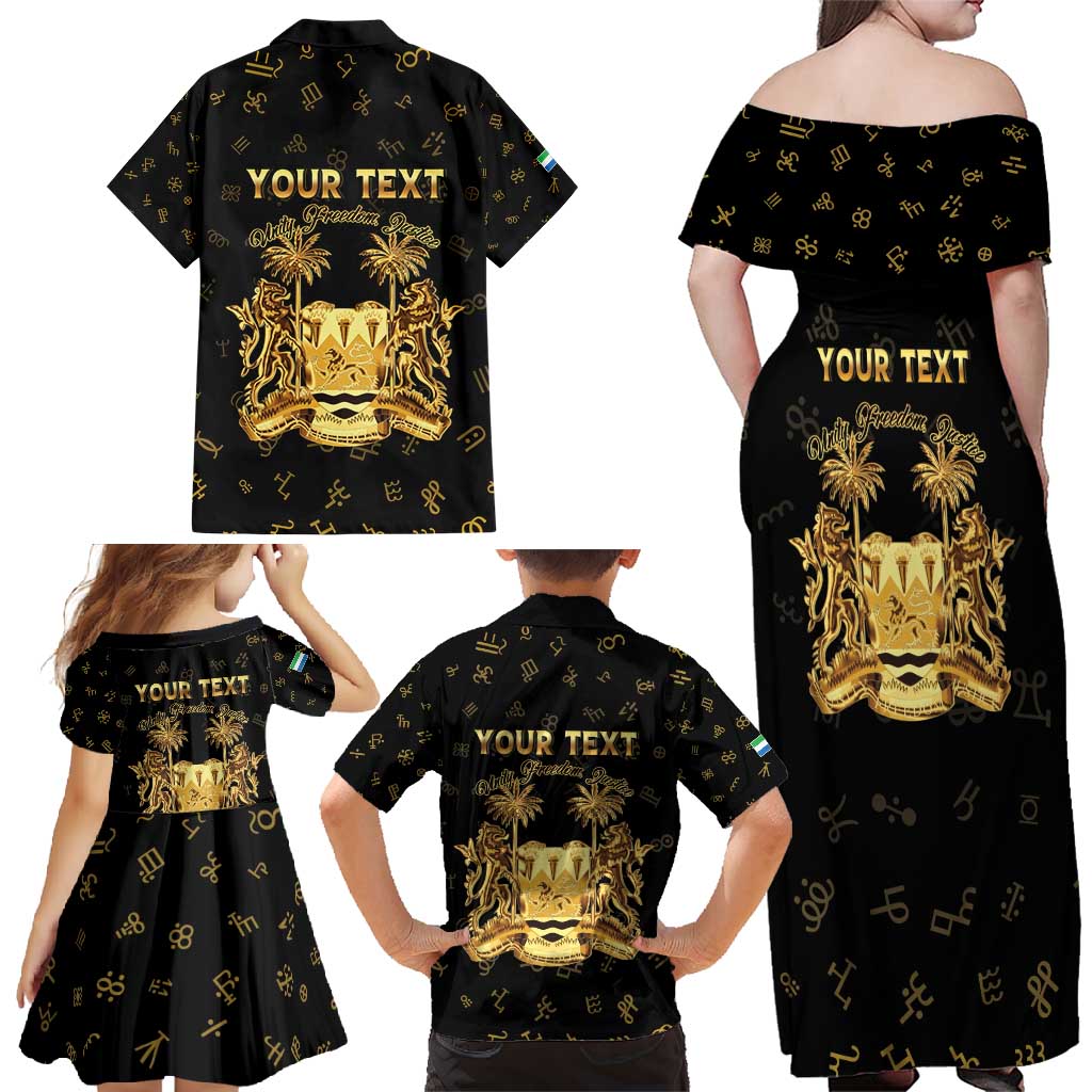 Personalized Sierra Leone Vai Syllabary Heritage Family Matching Off Shoulder Maxi Dress and Hawaiian Shirt National Emblem Golden Style - Wonder Print Shop