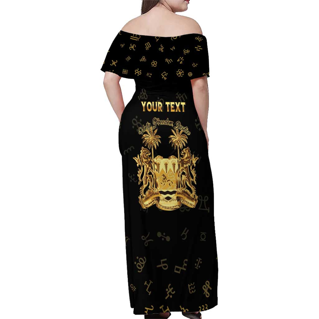 Personalized Sierra Leone Vai Syllabary Heritage Family Matching Off Shoulder Maxi Dress and Hawaiian Shirt National Emblem Golden Style - Wonder Print Shop