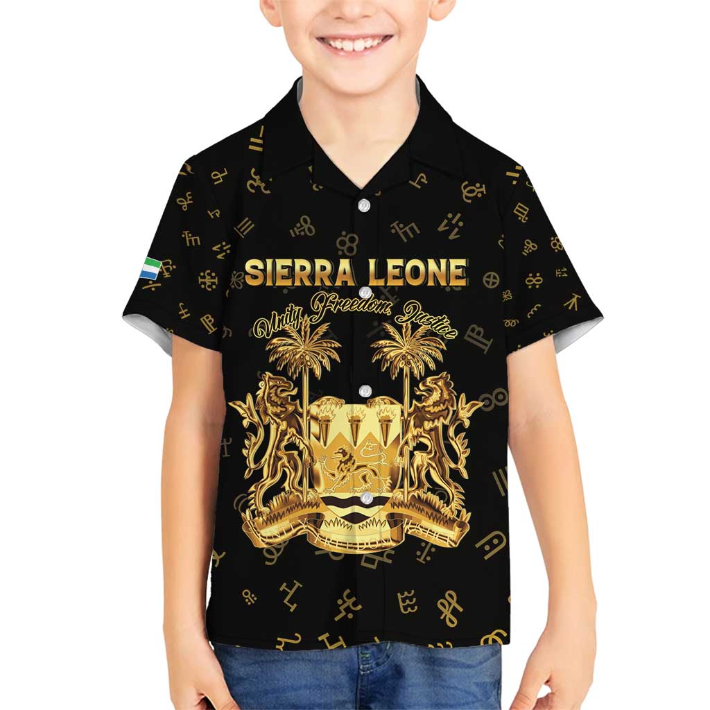Personalized Sierra Leone Vai Syllabary Heritage Family Matching Off Shoulder Maxi Dress and Hawaiian Shirt National Emblem Golden Style - Wonder Print Shop