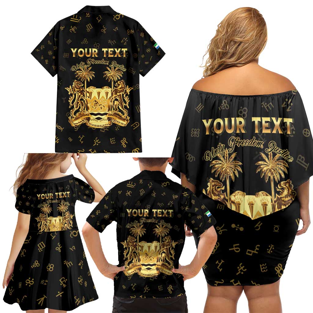 Personalized Sierra Leone Vai Syllabary Heritage Family Matching Off Shoulder Short Dress and Hawaiian Shirt National Emblem Golden Style - Wonder Print Shop