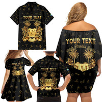 Personalized Sierra Leone Vai Syllabary Heritage Family Matching Off Shoulder Short Dress and Hawaiian Shirt National Emblem Golden Style - Wonder Print Shop