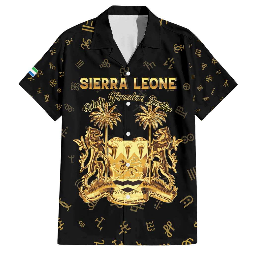 Personalized Sierra Leone Vai Syllabary Heritage Family Matching Off Shoulder Short Dress and Hawaiian Shirt National Emblem Golden Style - Wonder Print Shop