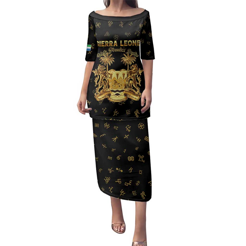 Personalized Sierra Leone Vai Syllabary Heritage Family Matching Puletasi and Hawaiian Shirt National Emblem Golden Style - Wonder Print Shop