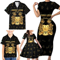 Personalized Sierra Leone Vai Syllabary Heritage Family Matching Short Sleeve Bodycon Dress and Hawaiian Shirt National Emblem Golden Style - Wonder Print Shop
